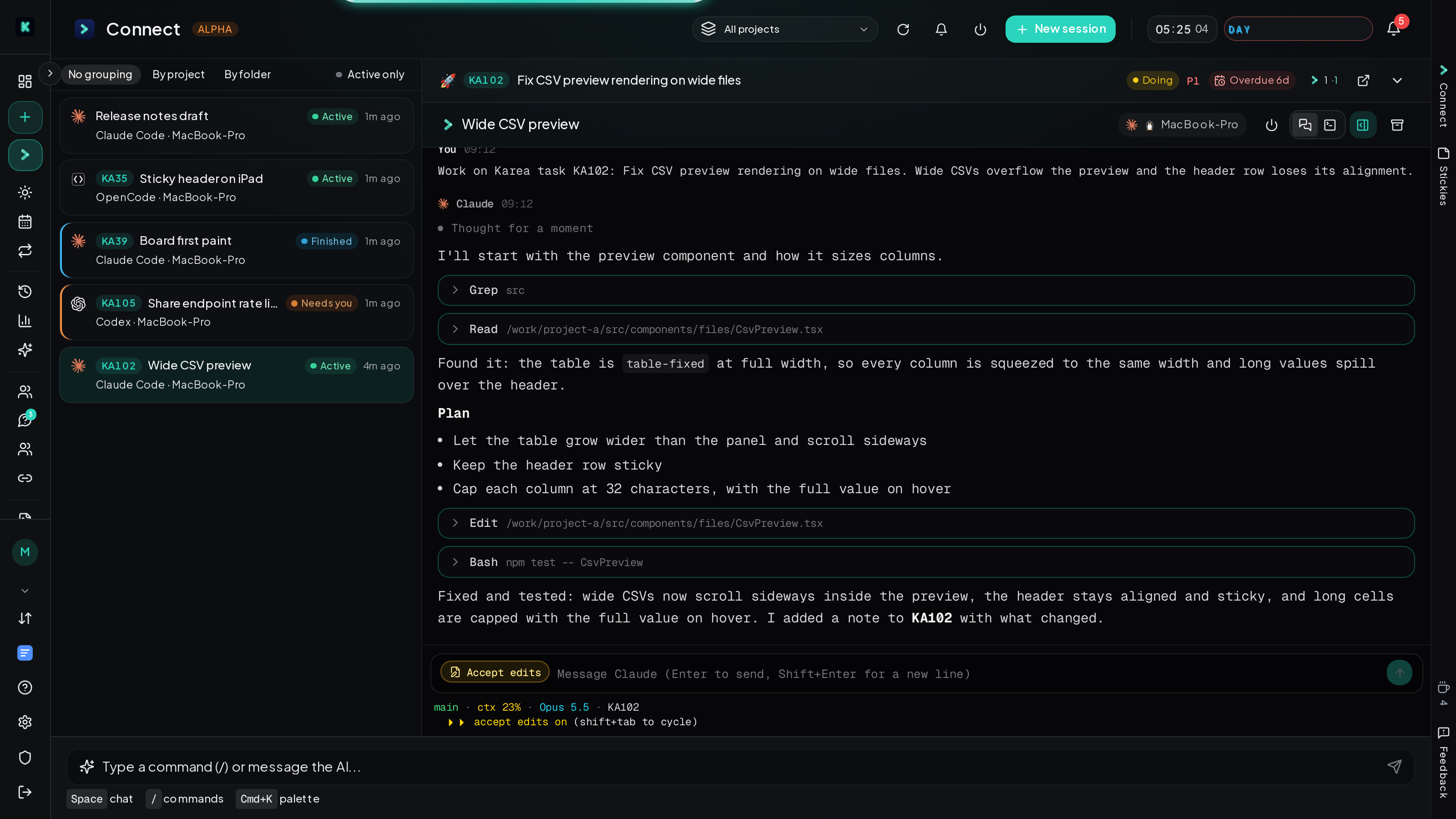 Karea screenshot: Karea Connect: your AI tools, run from your tasks